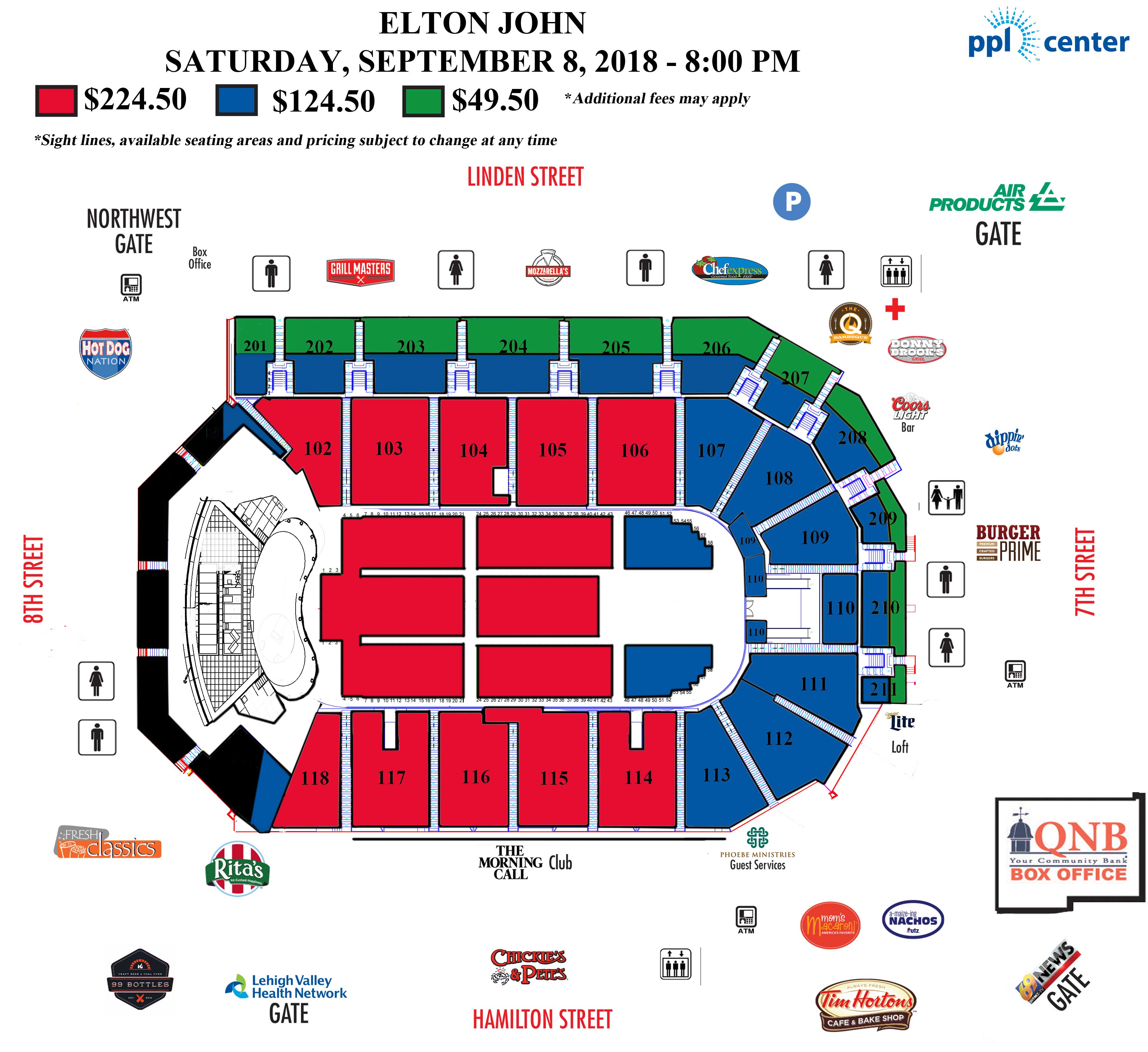 Square Garden Seating Chart For Elton John