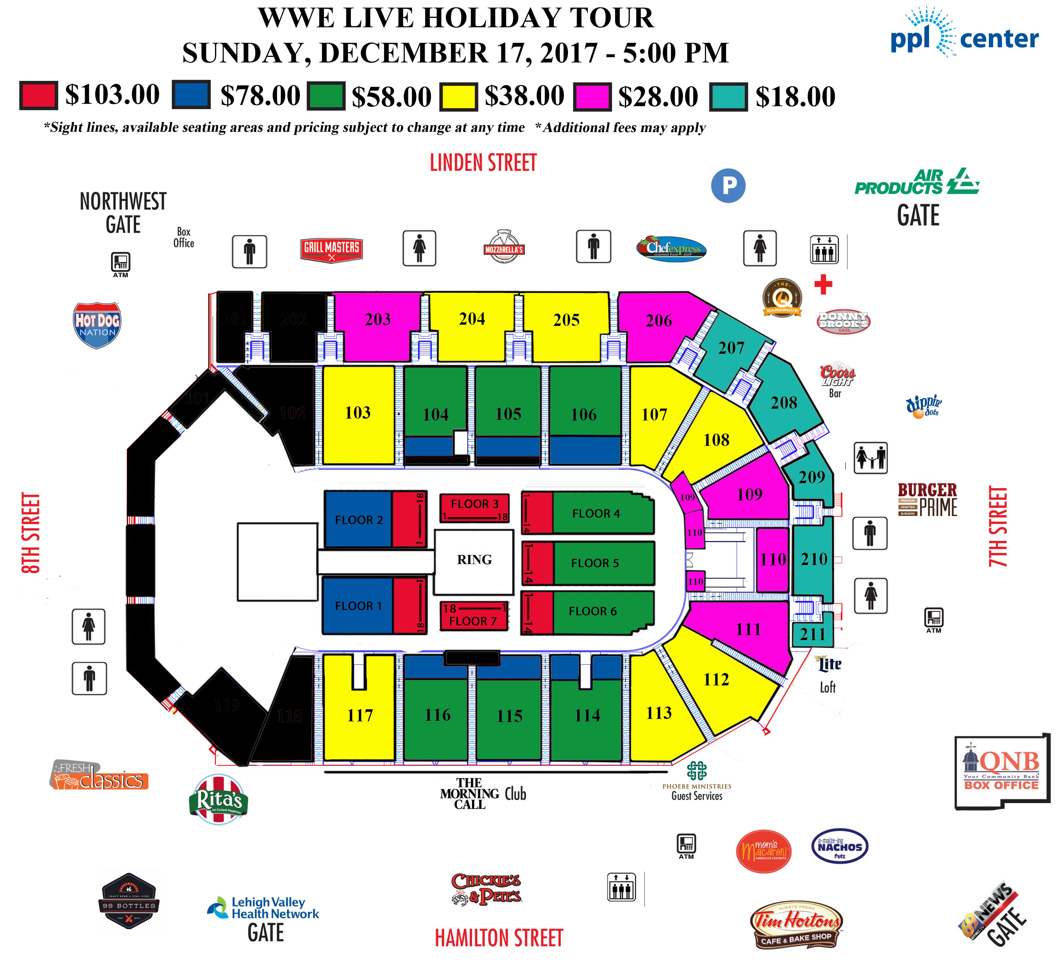 wwe live ppl center ppl center wwe seating chart
